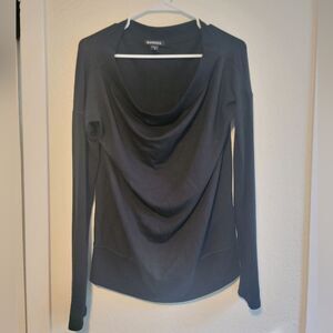 Athleta Coaster Luxe Fleece Black Long Sleeve Pullover Sweater Small